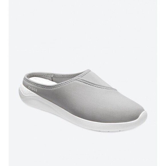 Crocs Lite Ride Open Back Round Toe Mules Light Grey Womens 10 Flexible Casual - Picture 1 of 9